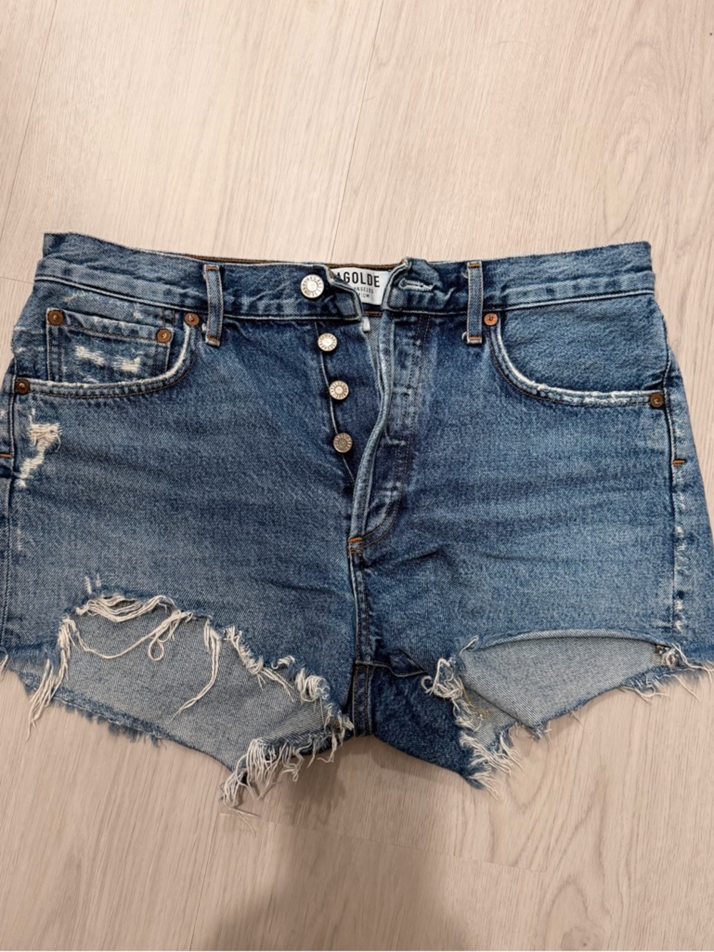 Agolde parker denim shorts